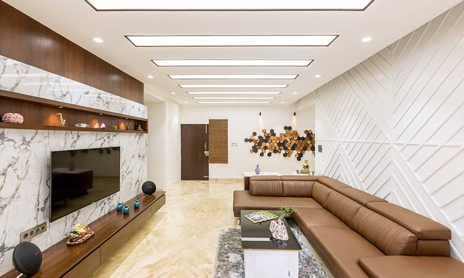 A living room in a 3BHK