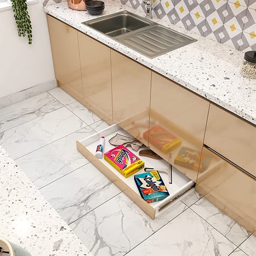 Apartments interior designers in Coimbatore with space saving skirting drawer