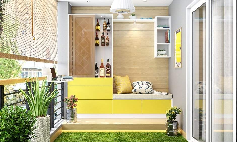 House balcony design with a smart bar unit