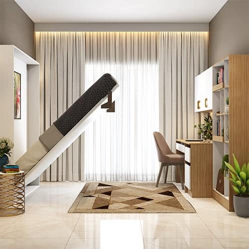 Best Interior designers in Delhi designed a space-saving murphy bed