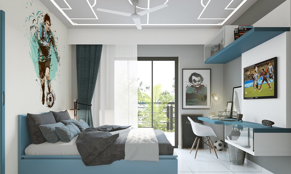 Blue & white master bedroom interior cost