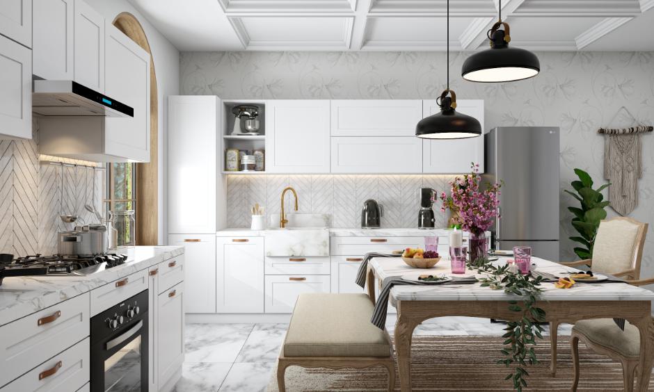 Coffered kitchen POP design for a chic look