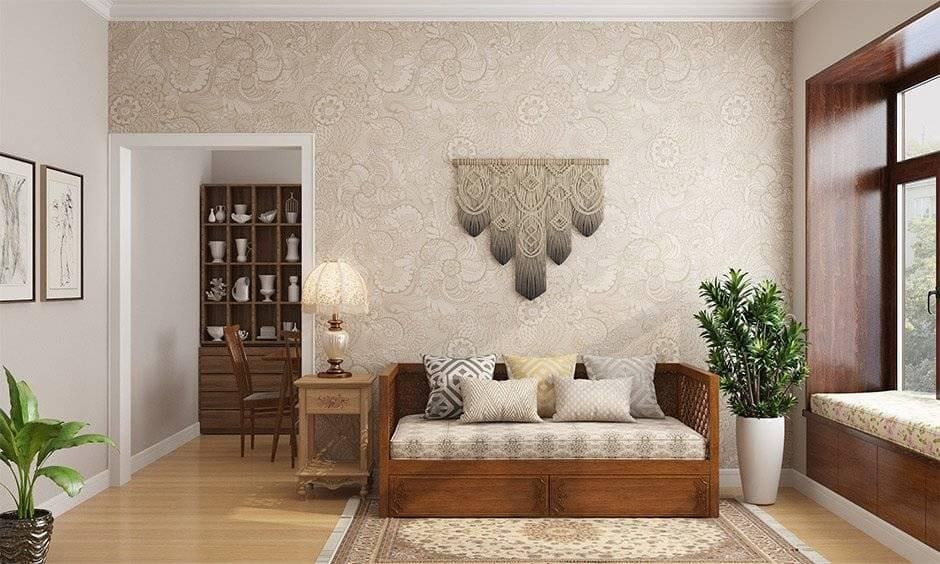 Daybed with storage furniture setup for rectangular living room helps save plenty of space