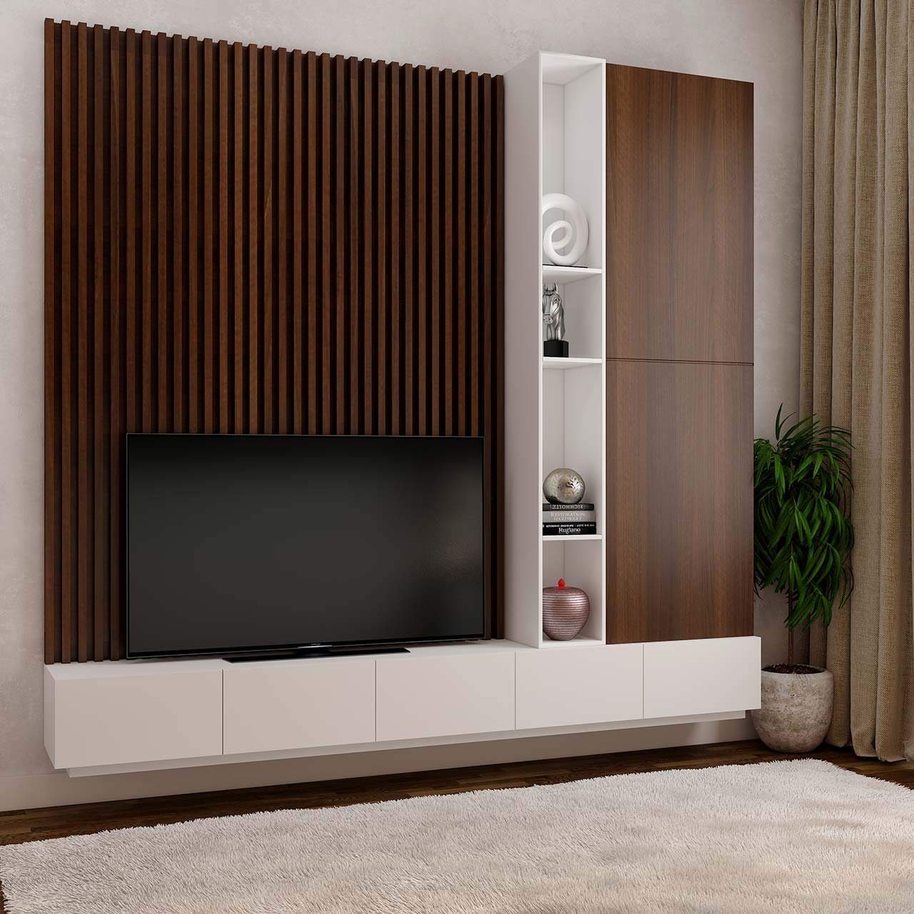 Farmhouse interior design with wooden accents