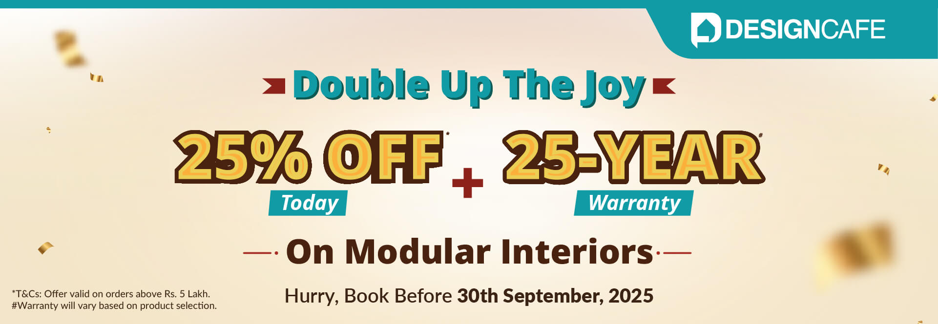 DesignCafe Freedom Special Offer: 25% OFF on Home Interiors.