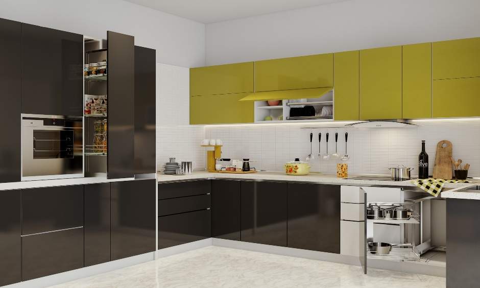 Best modular kitchen designer in bangalore designed a g-shaped kitchen with a magic corner unit