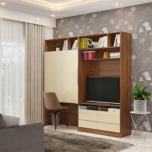 Good interior designers in Gurgaon designed a compact study cum tv unit