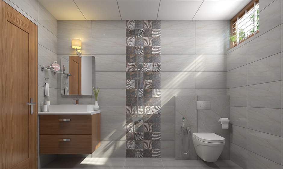 Grey bathroom tiles offer a sleek, modern aesthetic, perfect for contemporary home designs.
