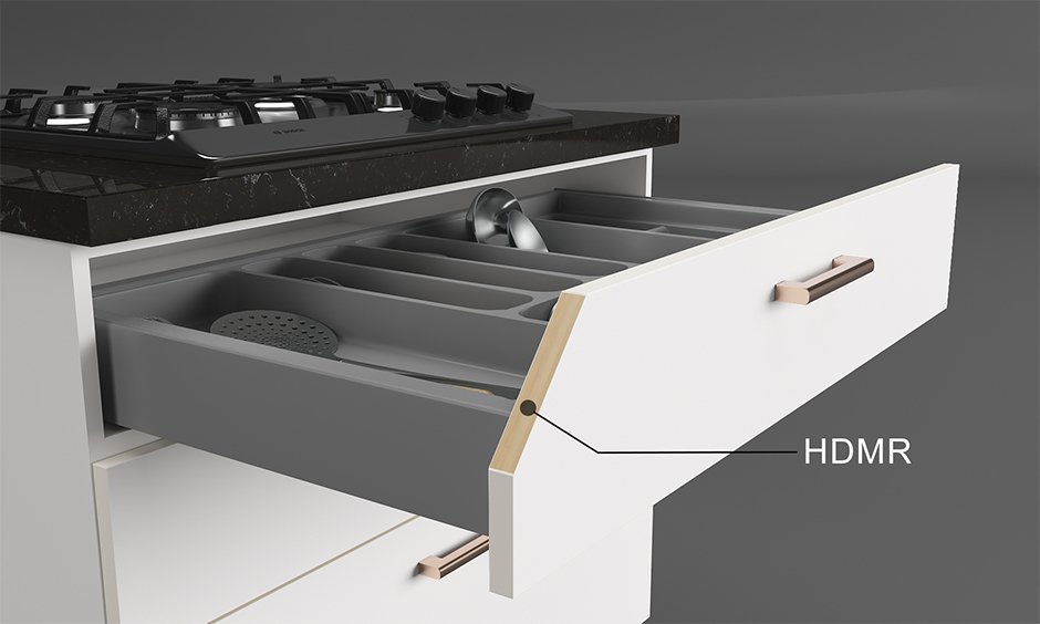 Kitchen unit made up of hdmr board for kitchen drawers