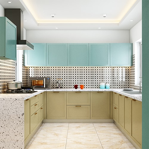 Interior designers in Bangalore designed a u-shaped kitchen