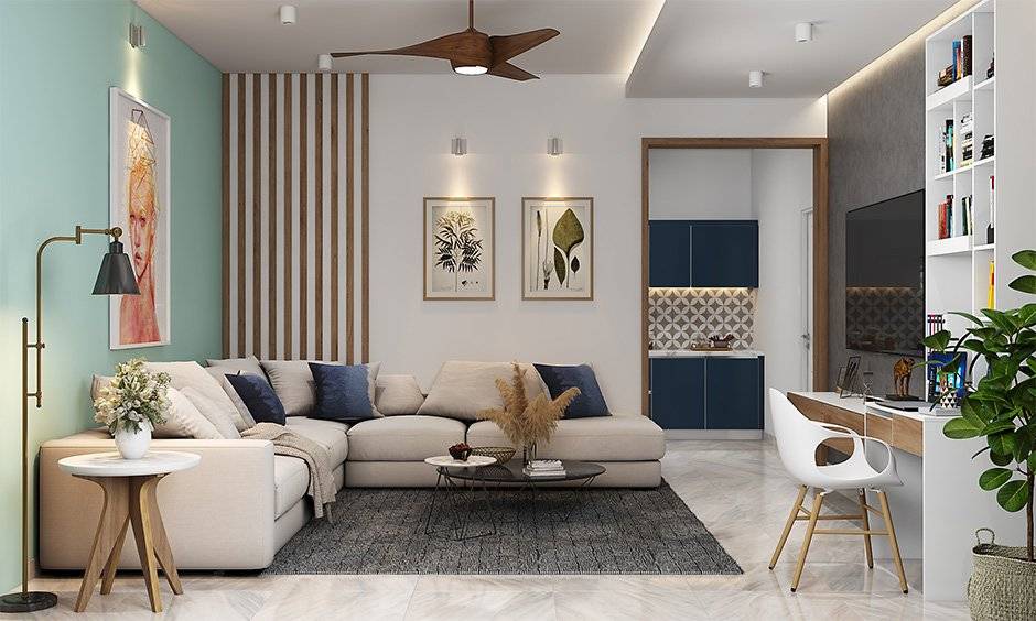 Kid-friendly living room design idea with sectional sofa is a great space-saving option