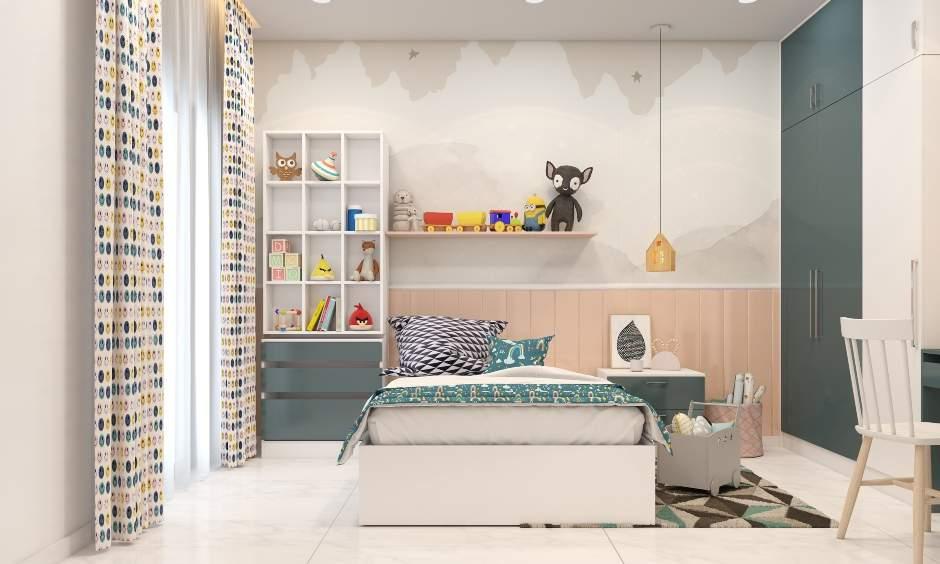 Kids' room Vastu with organised furniture, natural light, and elements promoting growth and well-being.