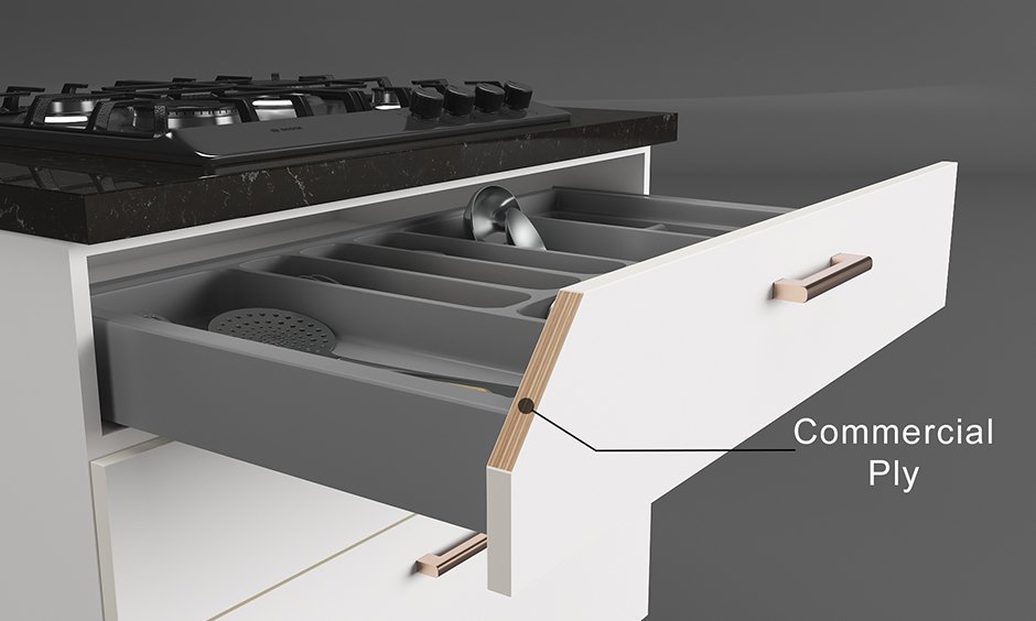 Commercial plywood for a modular kitchen which offers an excellent finish