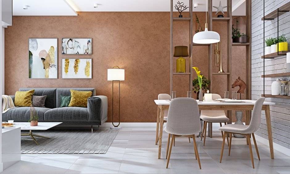 Living cum dining area design in 3bhk house design