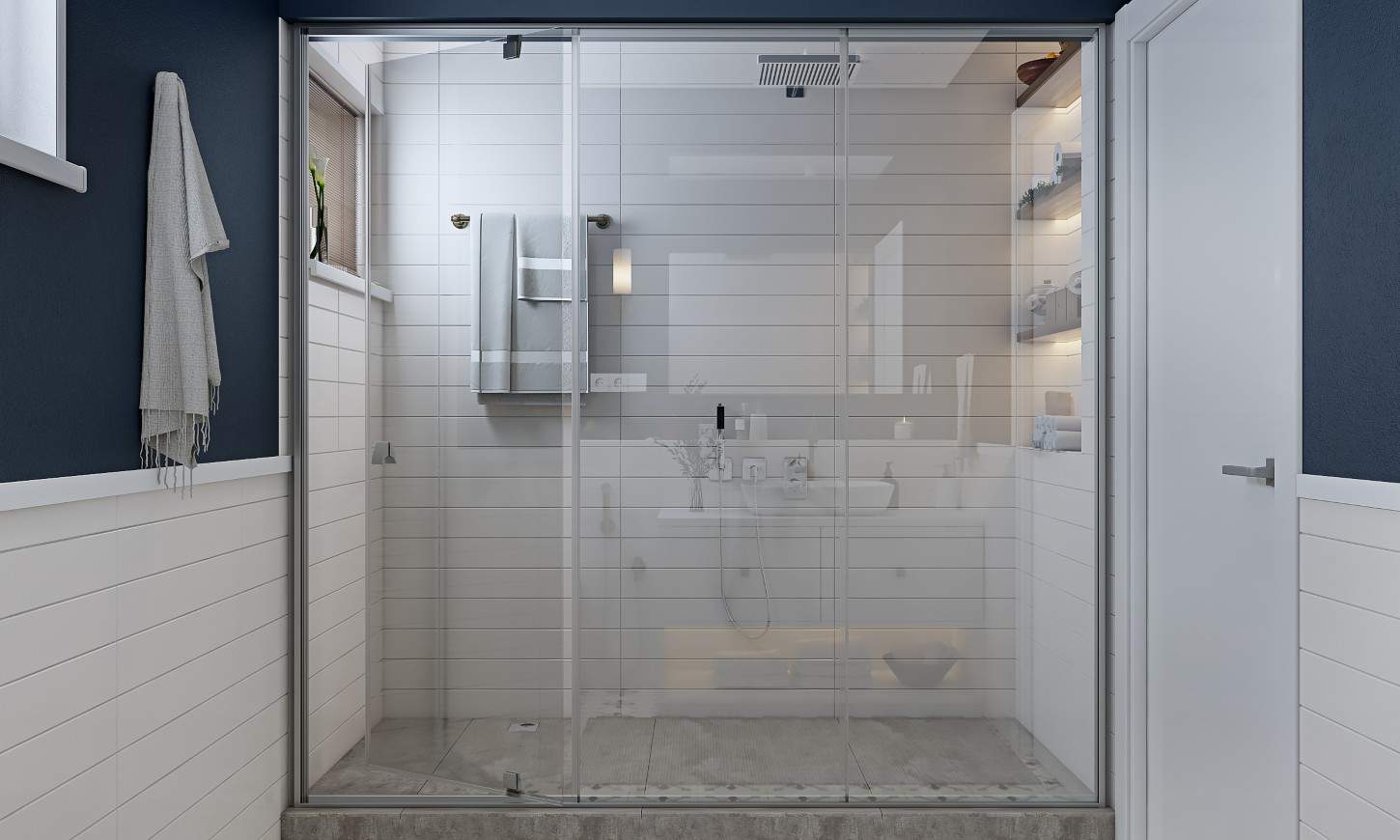Modern classical bathroom images with shower area with glass partition