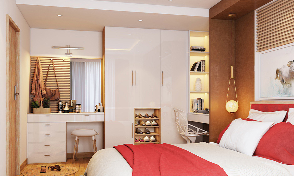 Modern dressing cupboard designs for bedrooms with mirror and storage solutions