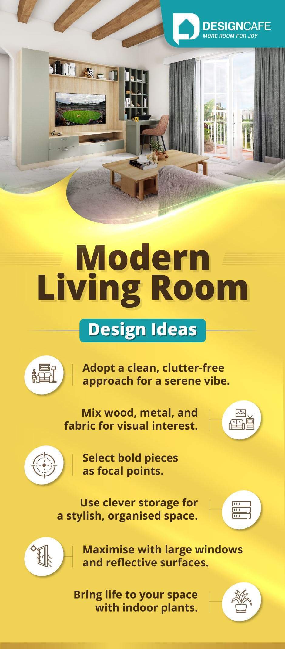 Infographic breaks down the modern living room design ideas
