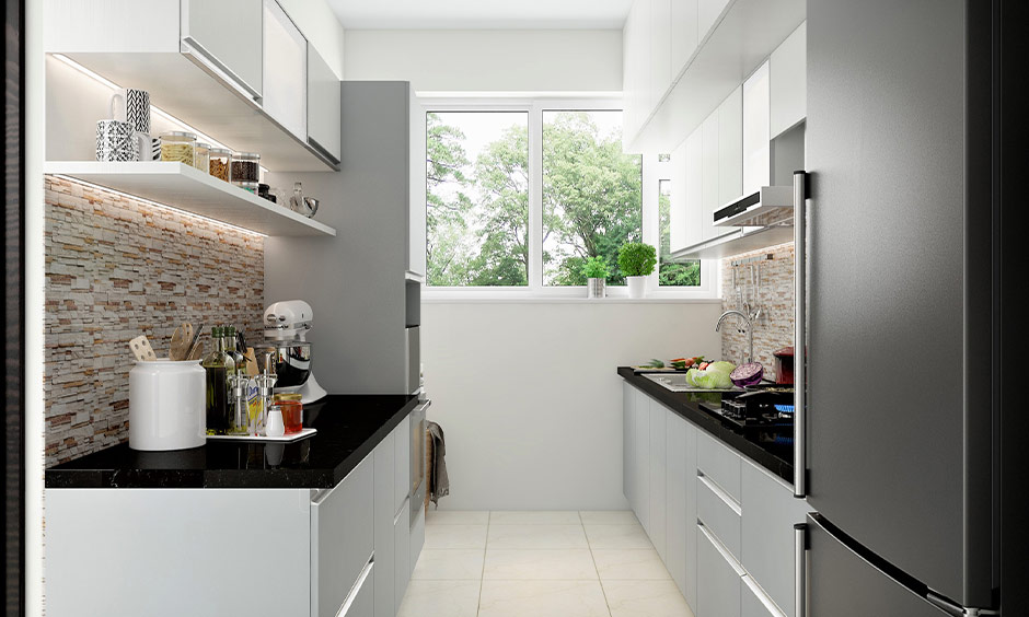 Compact small kitchen window design for Indian homes