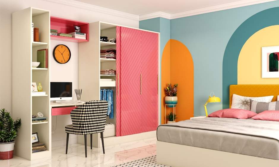 Wardrobe design photos with a sliding door mechanism to save space in the bedroom