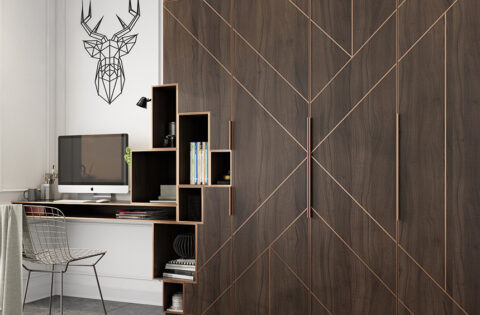 Wardrobe with study table design